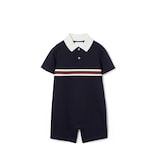 Baby cotton one-piece with Web in dark blue | GUCCI® US Baby cotton one-piece with Web in dark blue | GUCCI® US