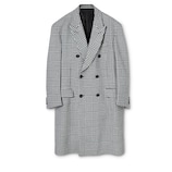 グレンチェック ウール ダブルブレスト コート ・ホワイト＆ブラック