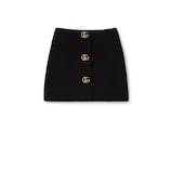 ダブルG ボタン付き クレープ ウール スカート ・ブラック GG