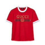 【新品】GUCCI BANDロゴ入りレッドTシャツ 18/24 Gucci Band Embroidered Large logo Short Sleeve Red 565806-XJB2X-6229