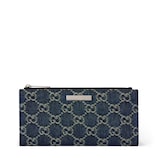 Long wallet with Gucci plaque in dark blue GG denim | GUCCI® US