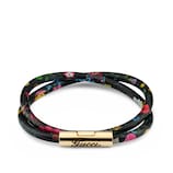 GUCCI グッチ　リストバンド　ブレスレット　レザー　ケース　ブラック レザー ダブル “GUCCI” スクリプト ブレスレット ・ブラック レザー