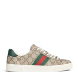 Women's Gucci Ace sneaker with Web in beige and ebony Supreme