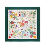 Printed Flora silk twill carré in white and multicolour | GUCCI® UK