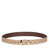 Belt with squared buckle in sand and brown GG canvas | GUCCI® US
