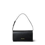 GUCCI アクセサリーポーチ　ミニバッグ　ハンドバッグ グッチ レタリング ミニ ポーチ ・ブラックレザー | GUCCI公式