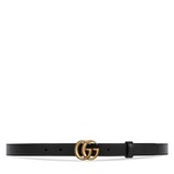 Women's Slim Black Leather Belt With GG Buckle | GUCCI® US