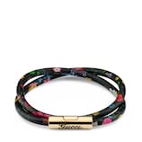 レザー ダブル “GUCCI” スクリプト ブレスレット ・ブラック レザー