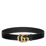 GG Marmont wide belt with shiny buckle in black leather | GUCCI® US