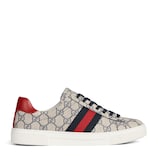 Women's Gucci Ace sneaker with Web in beige and blue Supreme