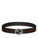 Reversible belt with Interlocking G buckle in green, red and brown