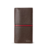 ウェブ付き ロングウォレット ・ダークブラウン レザー | GUCCI公式