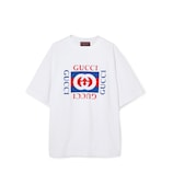 Printed cotton jersey T-shirt in white | GUCCI® US