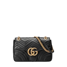 GUCCI GG Marmont Matelasse Leather Shoulder Bag Black/Red 443496