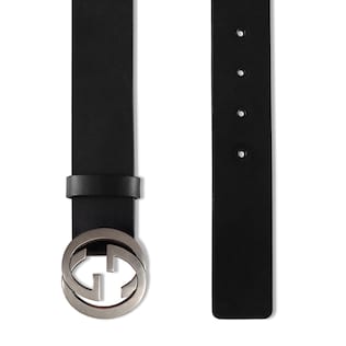 Leather belt with interlocking G