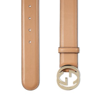 Leather belt with interlocking G buckle
