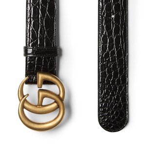 Crocodile belt with Double G buckle