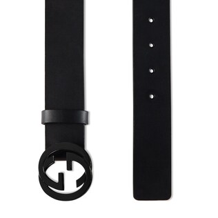Leather belt with interlocking G