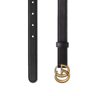 Leather belt with Double G buckle