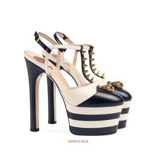 Studded leather platform pump