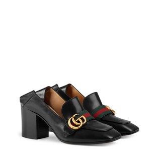 Leather mid-heel loafer
