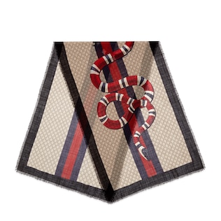 Web and Kingsnake print wool scarf