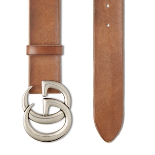 Leather belt with Double G buckle