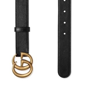 Leather belt with Double G buckle