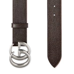 Leather belt with Double G buckle