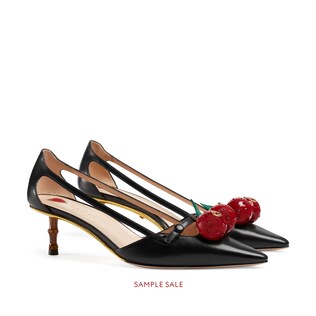 Leather cherry pump