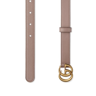 Leather belt with Double G buckle