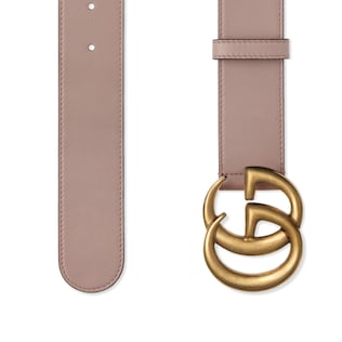 Leather belt with Double G buckle