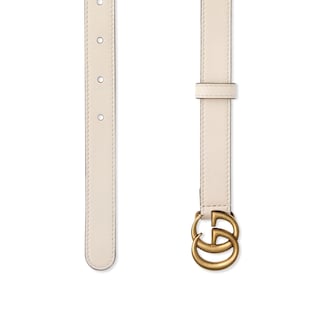 Leather belt with Double G buckle