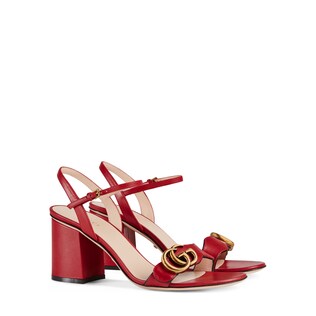 Leather mid-heel sandal