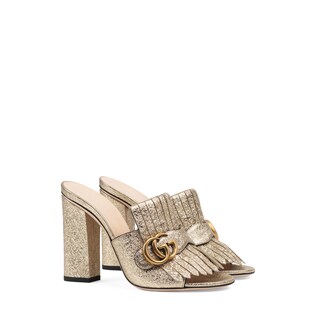 Metallic leather slide
