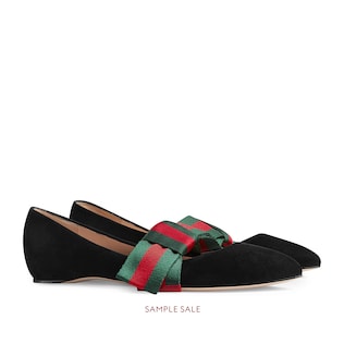 Suede ballet flat with Web bow