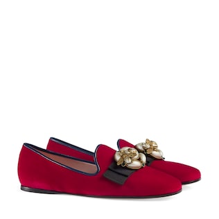 Velvet ballet flat with bee