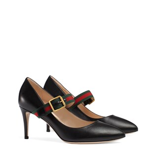 Sylvie leather mid heel pump