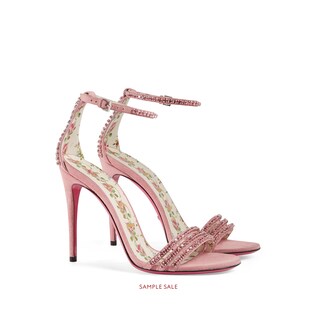 Suede sandal with crystals 