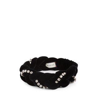 Braided velvet headband with crystals 
