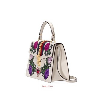 Sylvie embroidered medium top handle bag