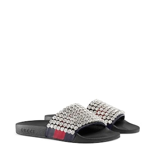 Web slide with crystals 