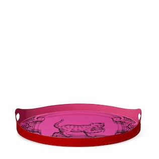 Cat oval metal tray