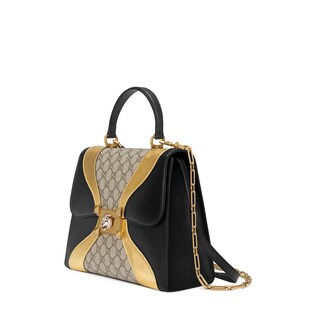 GG Supreme and leather top handle bag