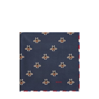 Bees print silk pocket square