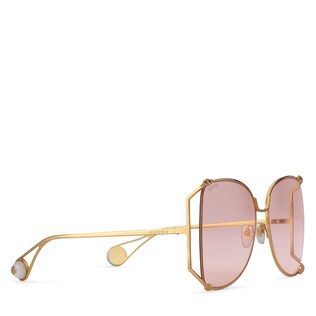 Oversize round-frame metal sunglasses 