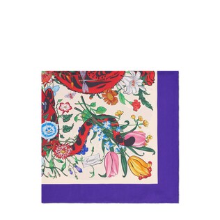 Flora Tiger print silk scarf 