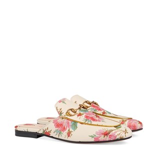 Princetown rose print leather slipper 