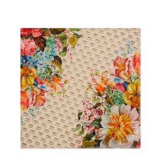 The Gucci stamp and flowers print modal silk shawl