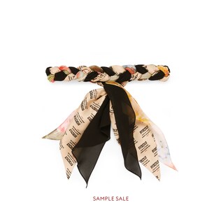 The Gucci stamp and flowers print silk braided headband